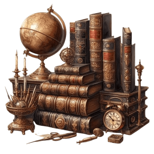 Illustration of books orbiting a writer's silhouette, representing developmental editing